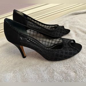 Nina Black Sparkle & Mesh Evening Wear Heels